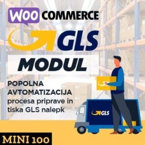 Mini 200 paket WooCommerce GLS vtičnik za 100 nalepk mesečno